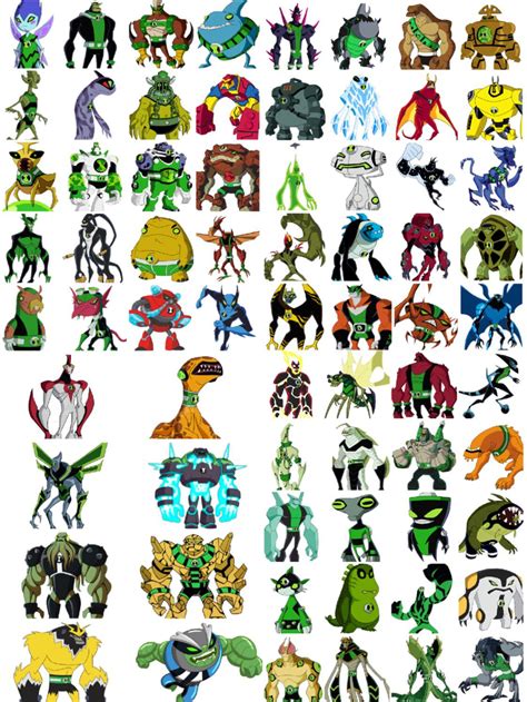 ben ten aliens list and pictures